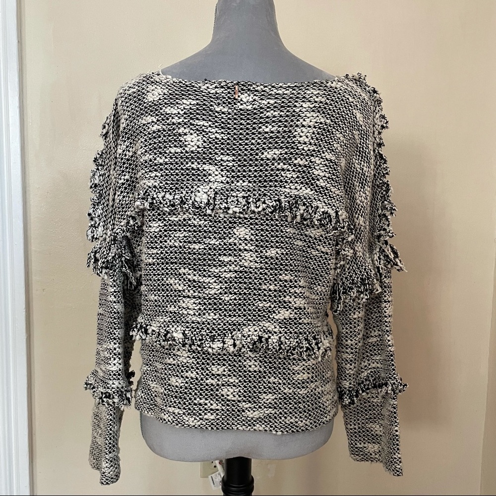 MISA Los Angeles Black and White Fringe Sweater - Picture 2 of 3